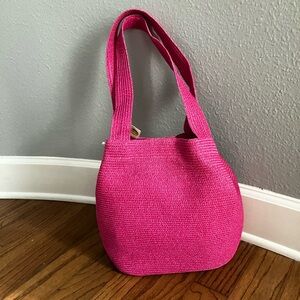 NWT Talbots hot pink paper/polyester blend tote/shoulder bag snap closure